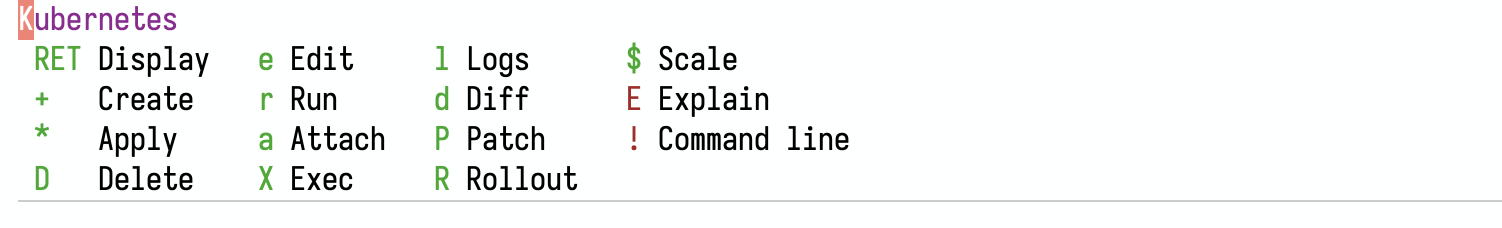 The Kubed main transient menu